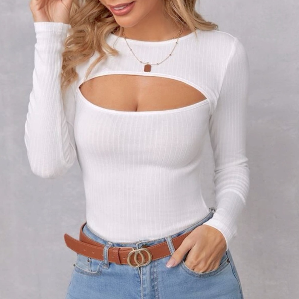 Cutout Rib-knit Top